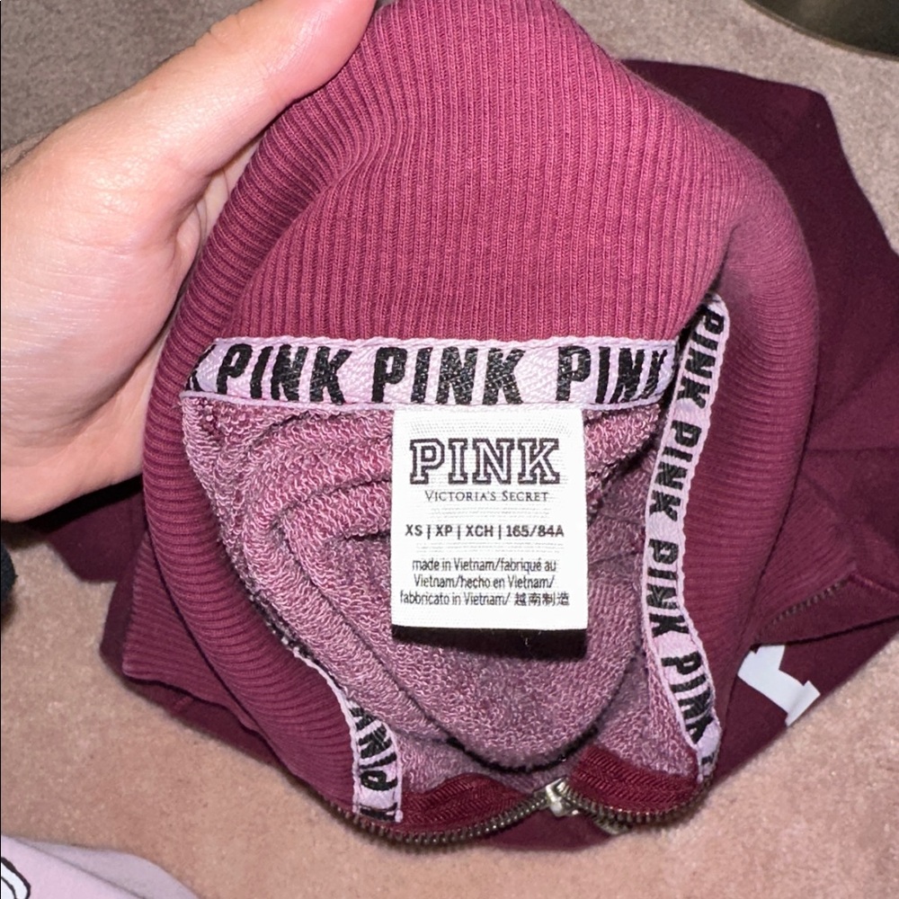 VS PINK Maroon Loose Fitting Quarter Zip - Picture 6 of 7